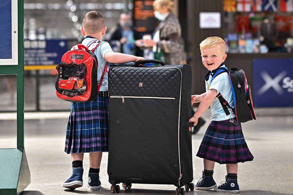 young fans at Glasgow Central on Thursday