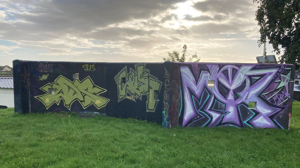 A designated graffiti wall at Riverbank car park in Bideford