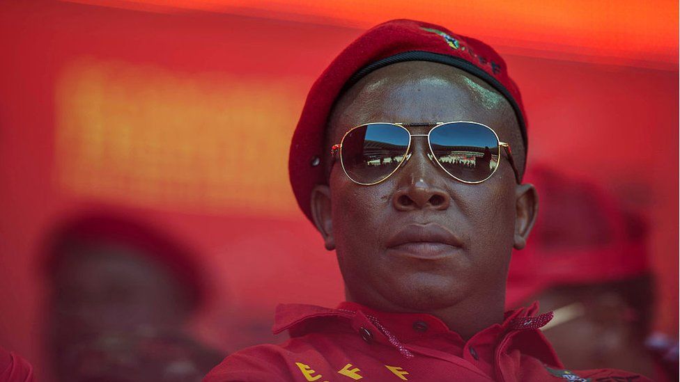 Economic Freedom Fighters leader Julius Malema is pictured during the EFF official local election manifesto launch at Soweto's Orlando Stadium in Johannesburg on April 30, 2016.