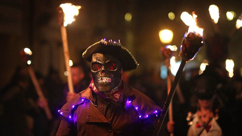 Annual bonfire night procession held by the Lewes Bonfire Societies