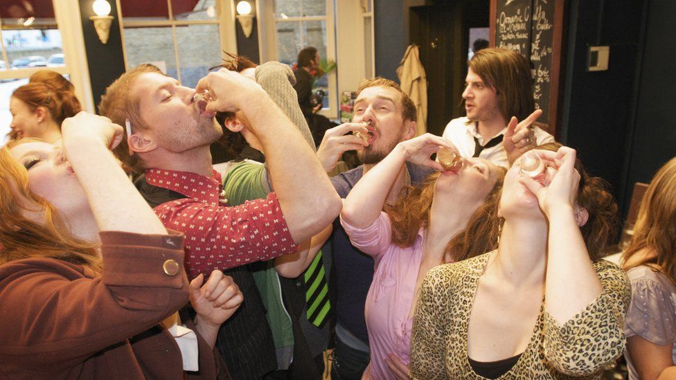 Drinking group in pub