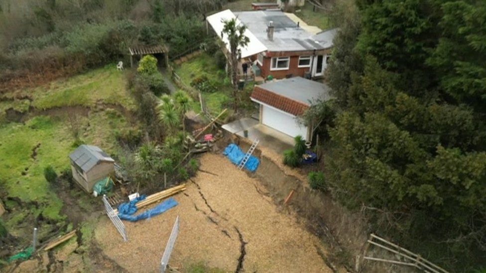 Collapsing house in Luccombe, Isle of Wight