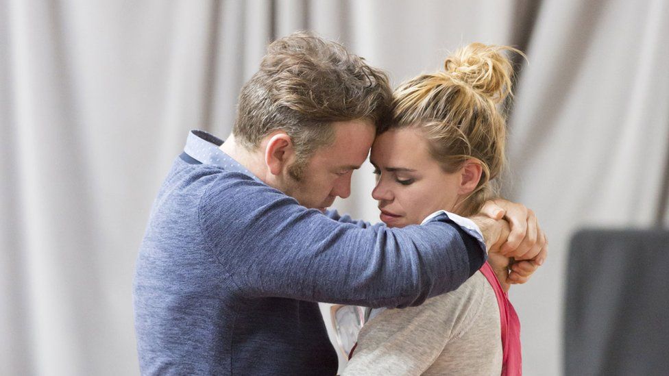 Billie Piper and Brendan Cowell in rehearsal for Yerma
