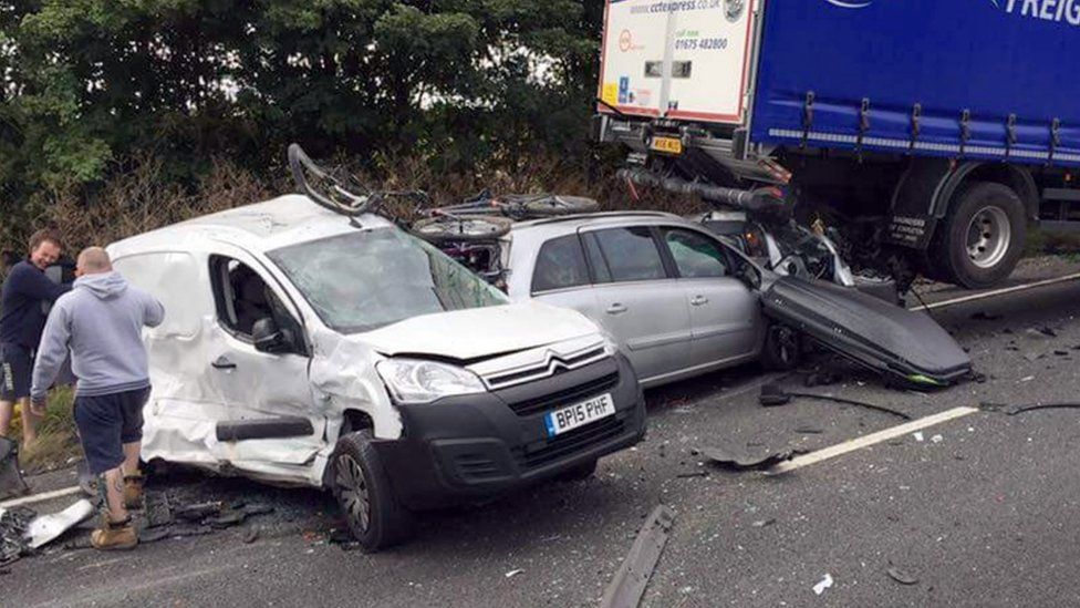Cars involved in the pile-up