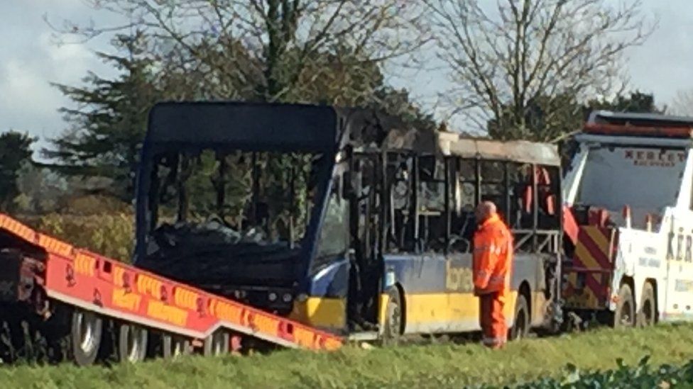 Bus fire in Breckland
