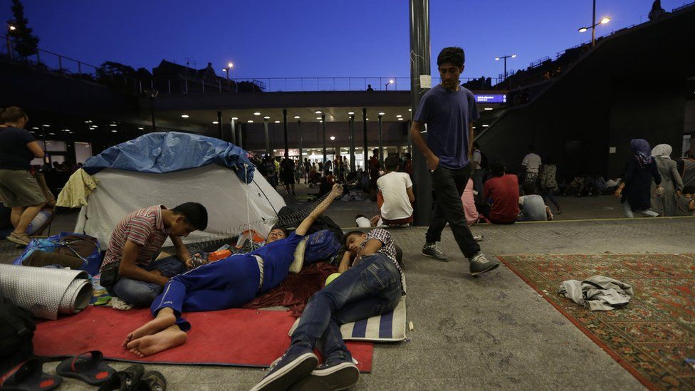 Migrants at Keleti station. 1 Sept 2015