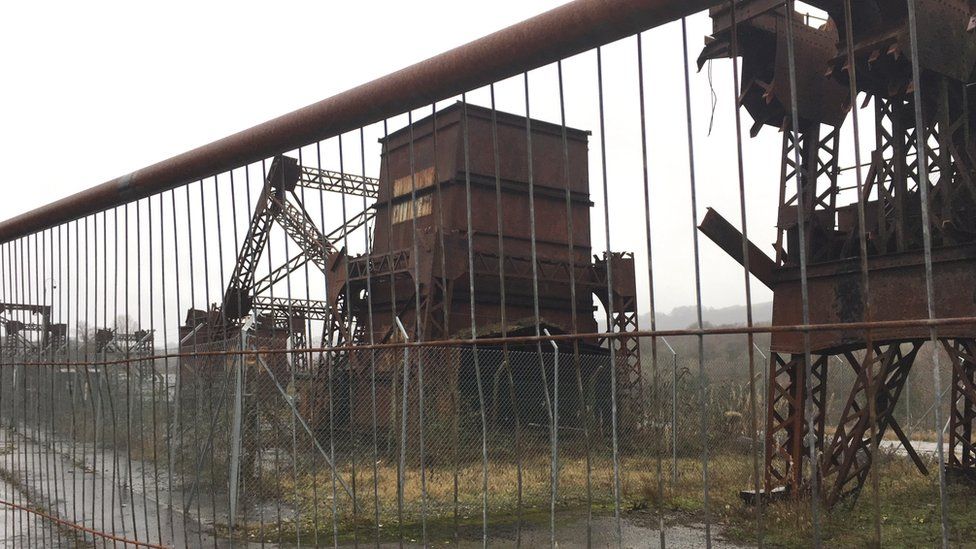 Cefn Coed colliery museum - dismantled winding gear