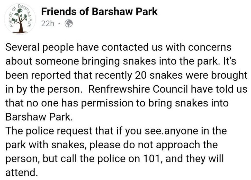 Friends of Barshaw Park facebook post