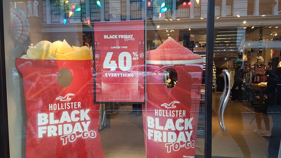 Black Friday sales signs at Hollister