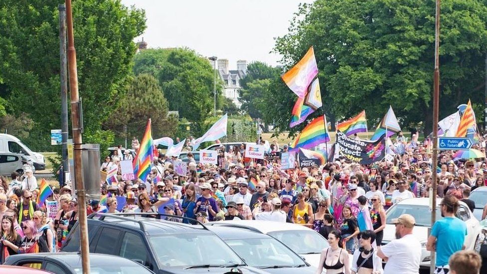The pride parade on Southsea Common