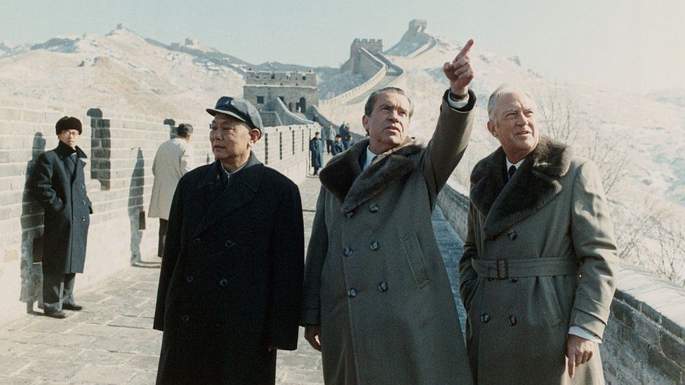 Richard Nixon at the Great Wall of China