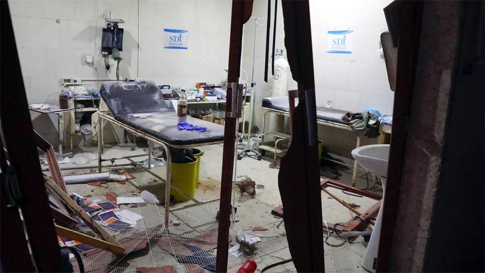 Hospital room damaged in a reported air strike in the town of Ariha, Idlib province (30 January 2020)