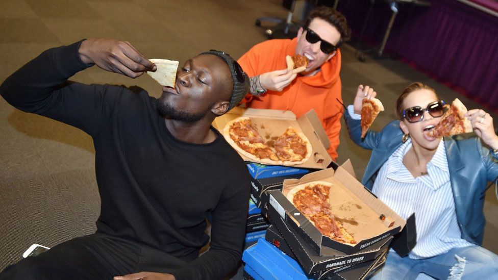 Stormzy, Grimmy and Rita Ora enjoy pizza for breakfast