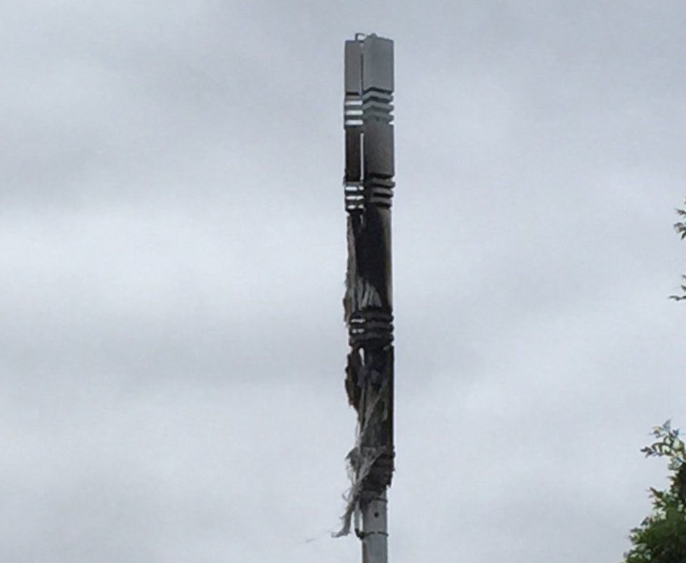 Damaged 5G mast