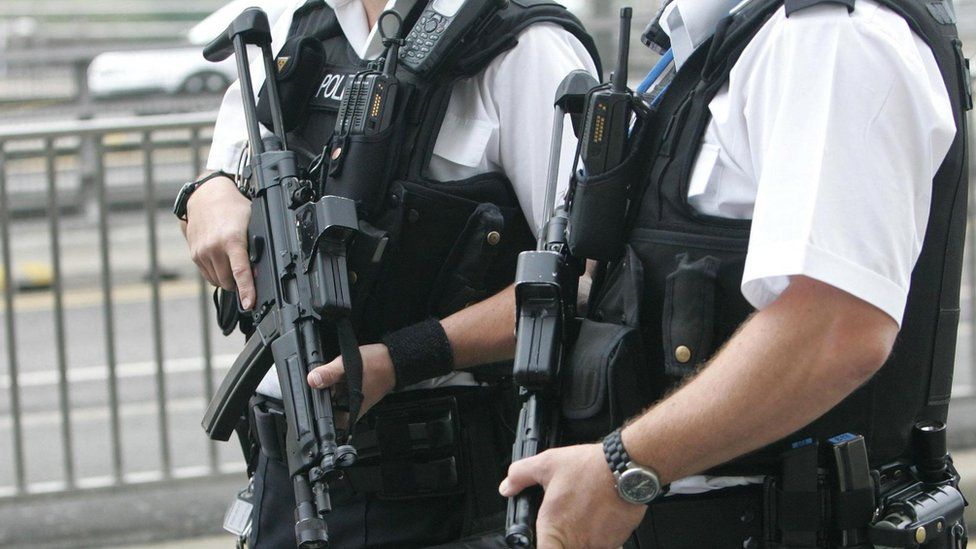 Policemen with guns