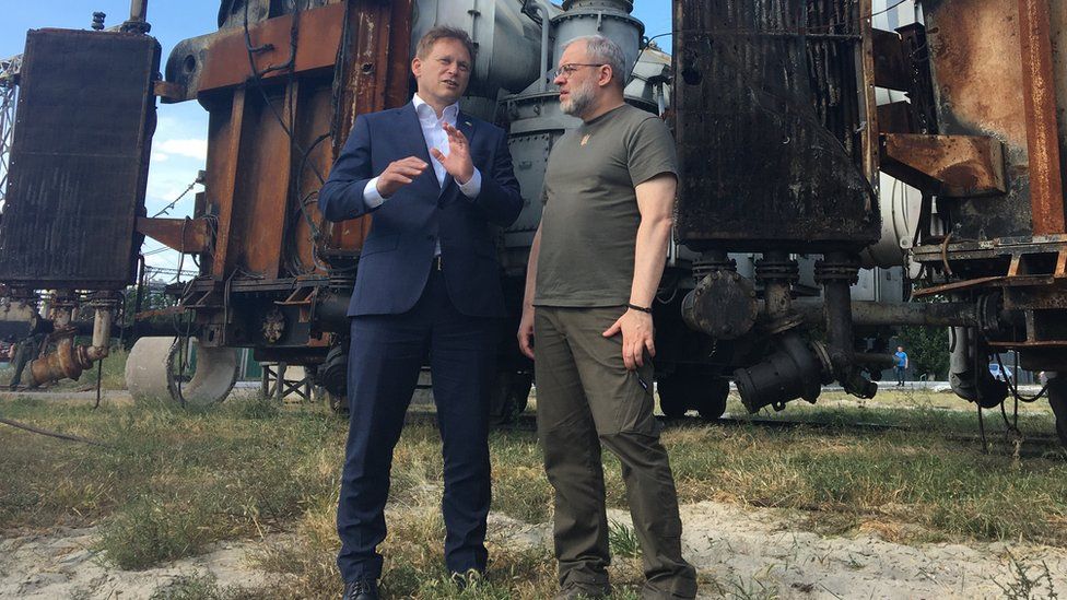 Grant Shapps visits a power plant in Ukraine