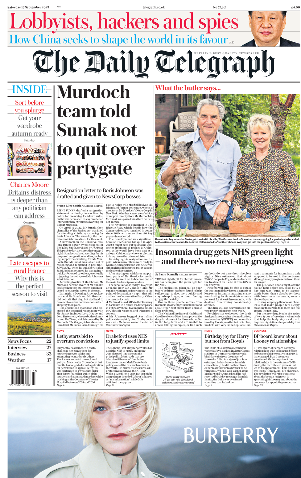 Daily Telegraph Front Page