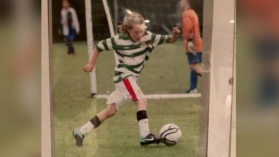 A picture of Ella Toone in her youth, playing football