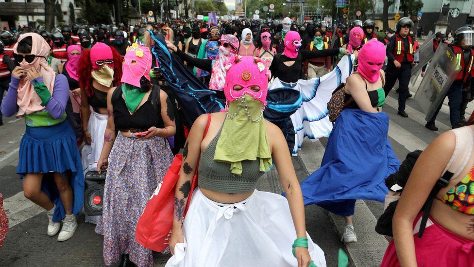 Women take part in a protest in support of safe and legal abortion access to mark International Safe Abortion Day, in Mexico City, September 2022