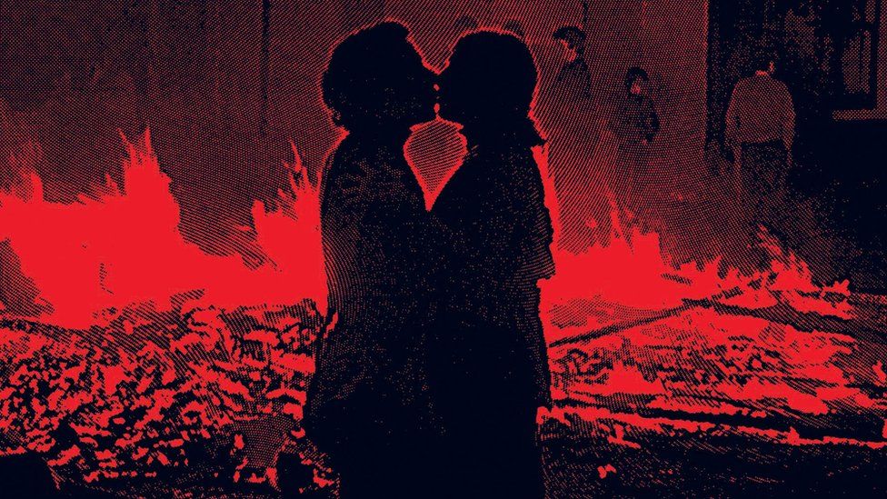 The album's cover art focuses on a picture taken by street photographer Bill Kirk, of a couple embracing in the aftermath of a riot in 1970’s Belfast