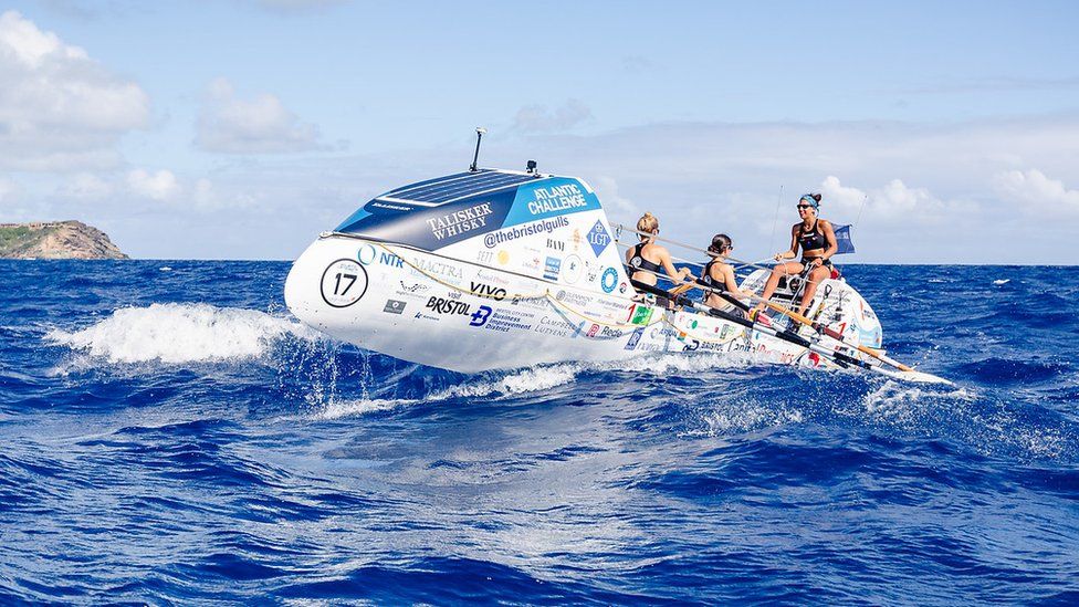 The Bristol Gulls approaching the finish line in Antigua