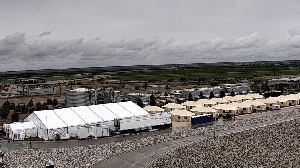 Photo of tents set up to house children