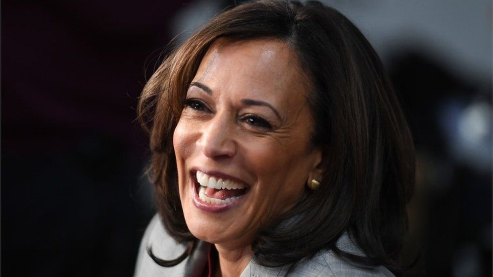 Fice picture of Democratic US presidential hopeful Kamala Harris, who has now announced she is withdrawing from the 2020 presidential race