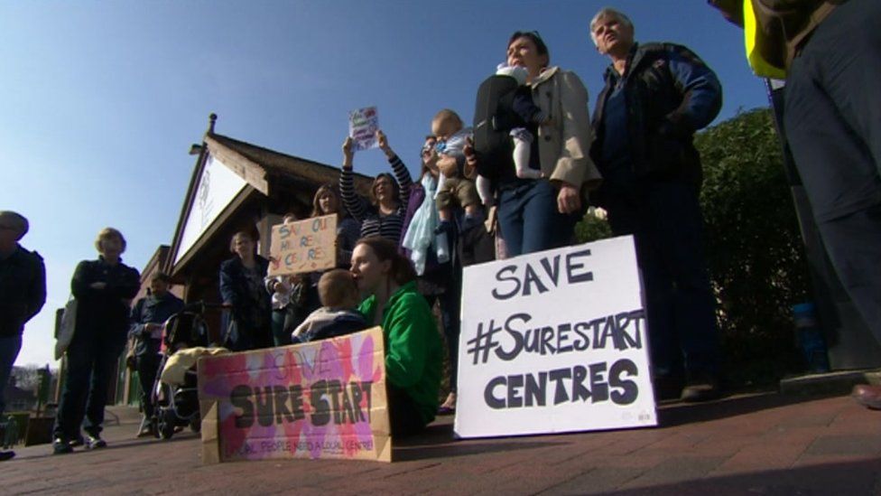 Protesters outside Lyndhurst Community Centre