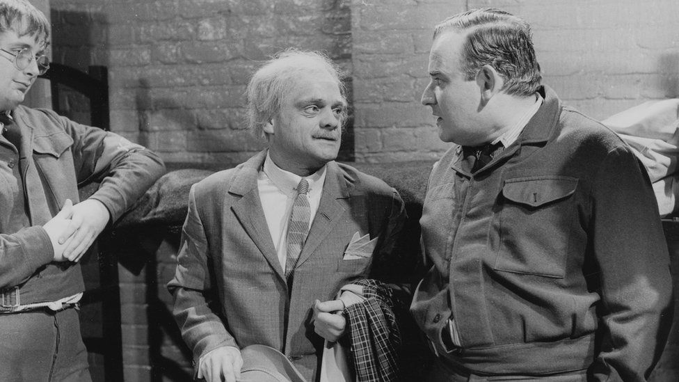 (L-R) Christopher Biggins, David Jason and Ronnie Barker in an episode from Porridge in 1977