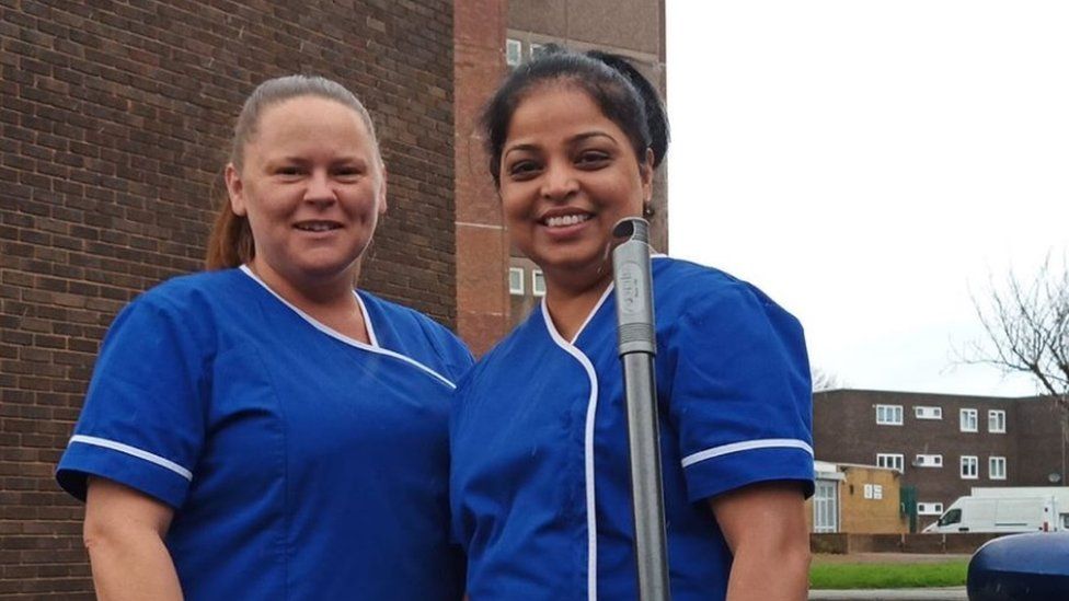 Cleaners Gemma Griffiths and Vaishali Patel