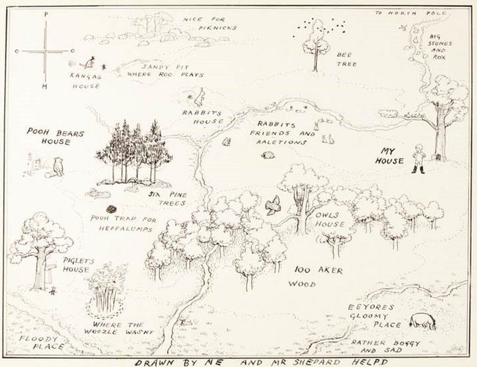 winnie the pooh map Original 1926 Winnie The Pooh Map Sells For Record 430 000 Bbc News winnie the pooh map