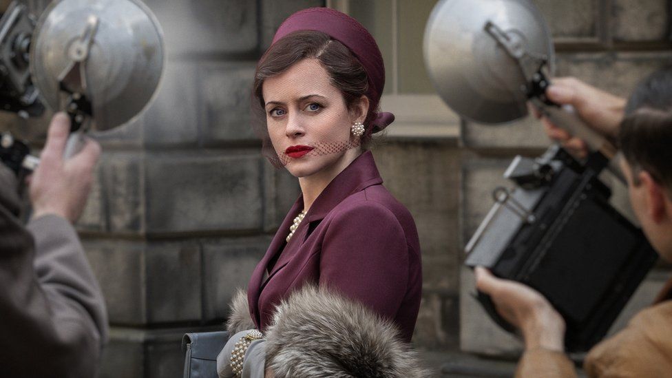 A picture of actress Claire Foy surrounded by photographers in A Very British Scandal