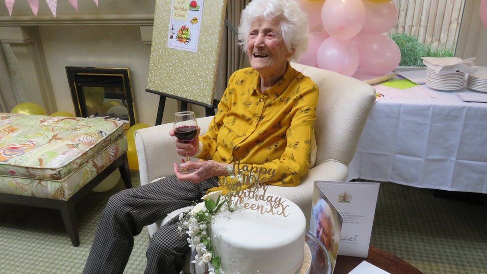 Eileen Ash celebrating her 110th birthday