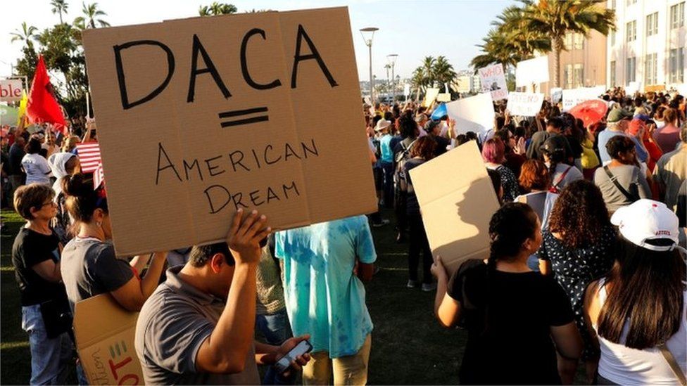 DACA supporters at a protest rally in San Diego, California, on September 5, 2017