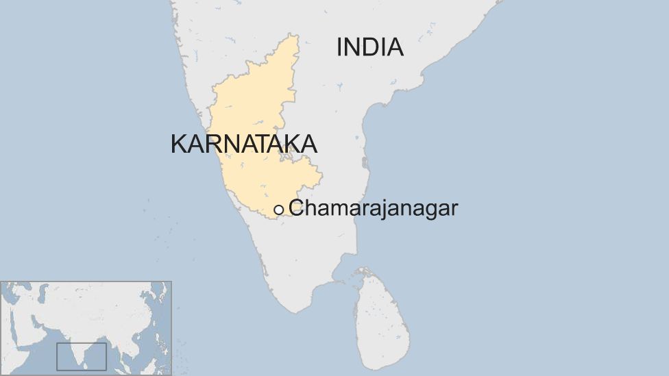 Map showing he southern state of Karnataka in India