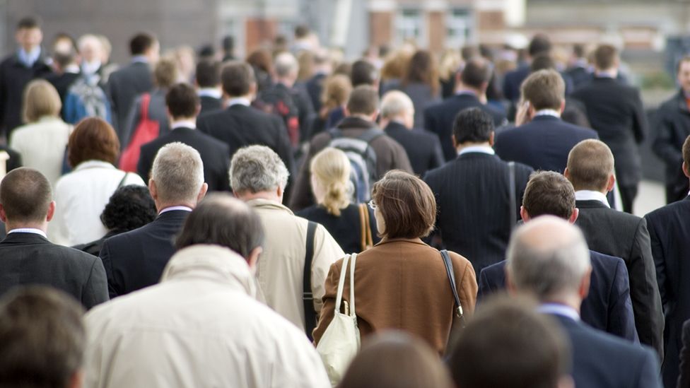 Crowd of commuters in London