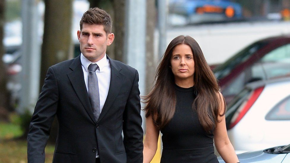 Ched Evans arrives at Cardiff Crown Court with his finacee Natasha Massey