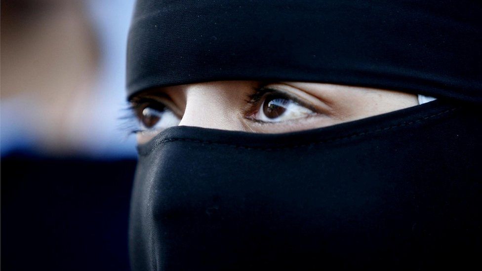 Generic close-up shot of a Muslim woman wearing a niqab.