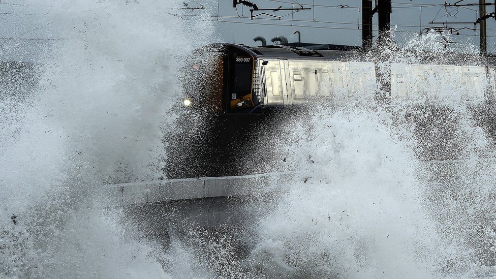 Train caught in storm