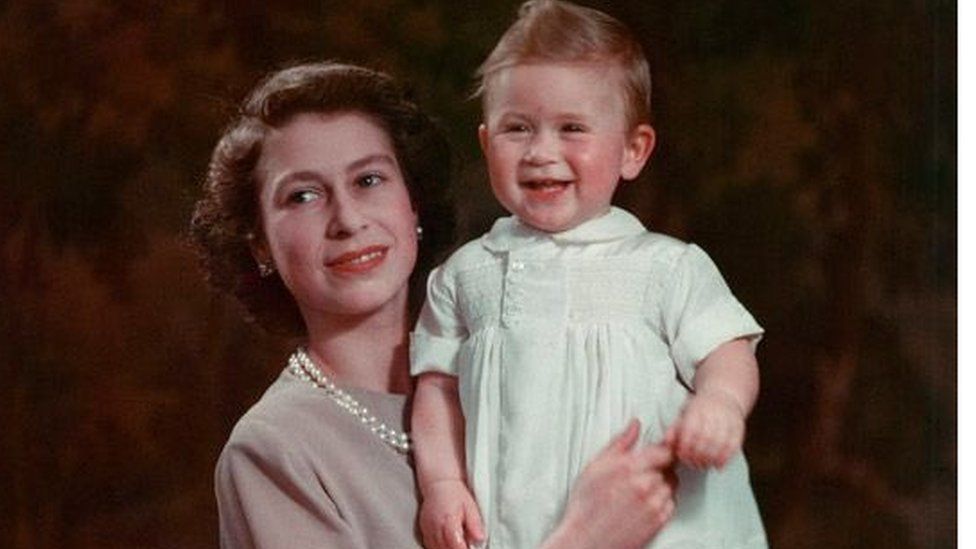 Queen Elizabeth II with baby King Charles
