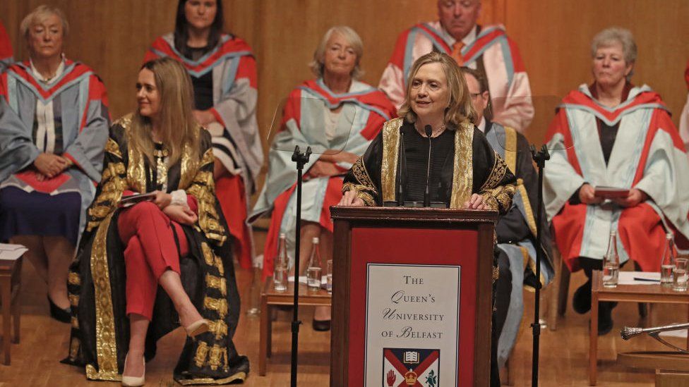 Hillary Clinton in her role as chancellor of Queen's University Belfast