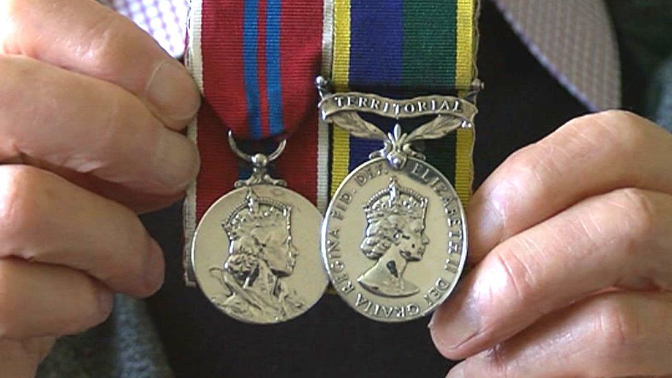 Roy Green's medals from playing in the procession band in the Queen's Coronation in 1953