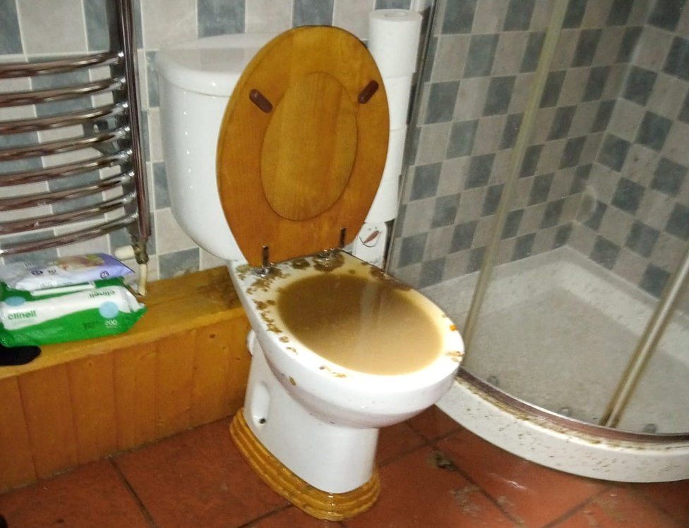 Backed up toilet