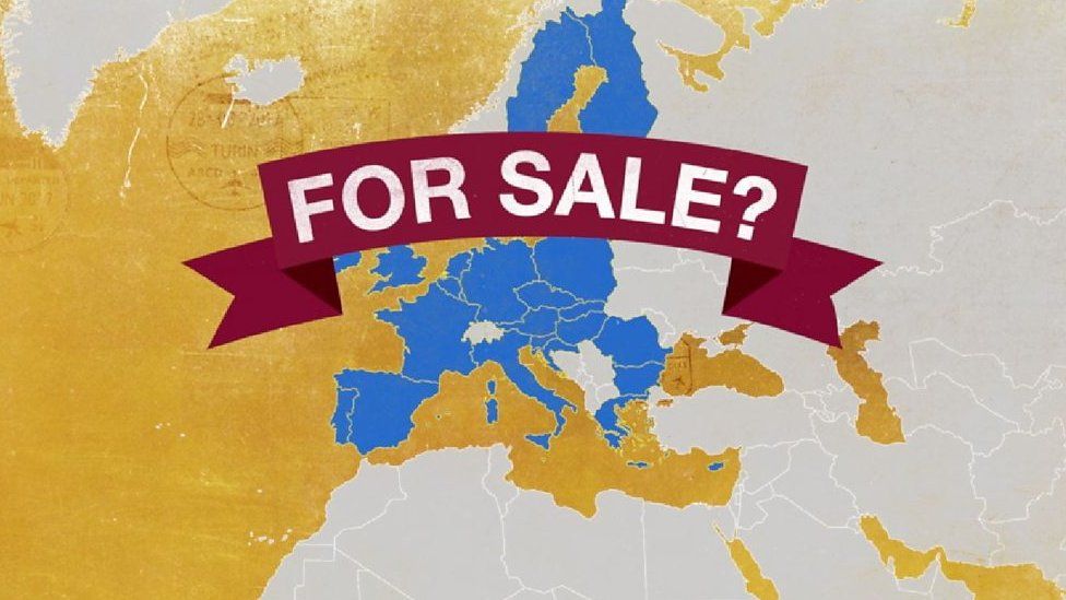 For sale sign across a map of the EU
