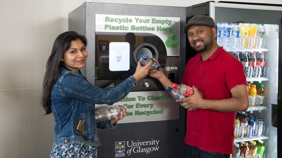 Students try out the new Reverse Vending Machine