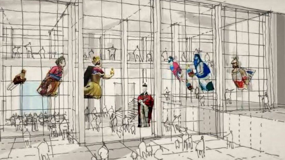 Artist's impression of figureheads on show at The Box