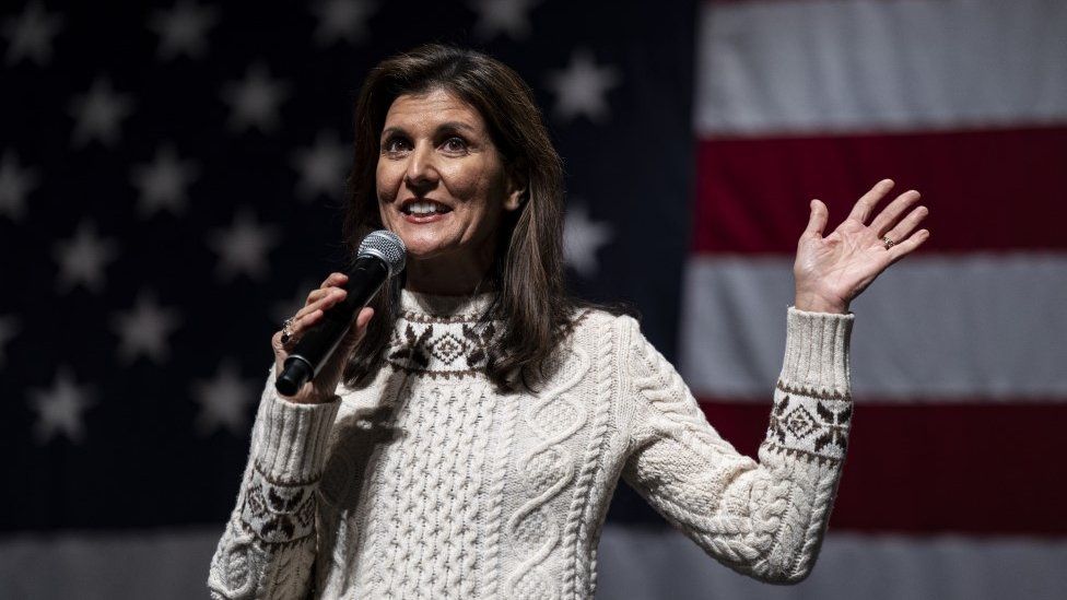 Nikki Haley on stage in New Hampshire