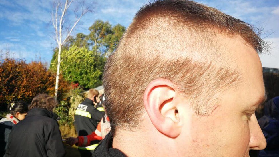 Half-haircut firefighter gets flamed online - BBC News