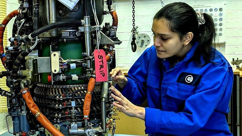 Sajal Kissoon, a research assistant in gas turbine technology at Cranfield University's aerospace centre.