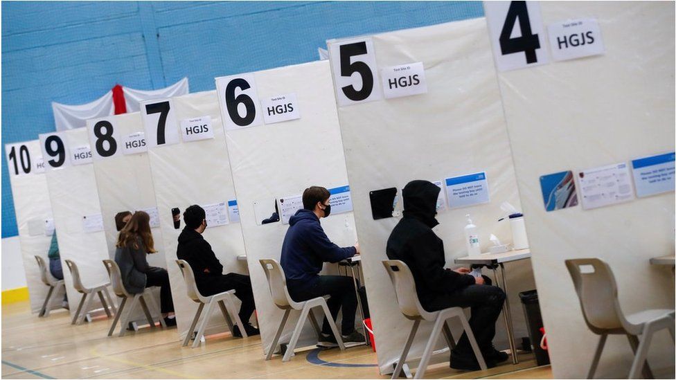 School pupils taking lateral-flow tests